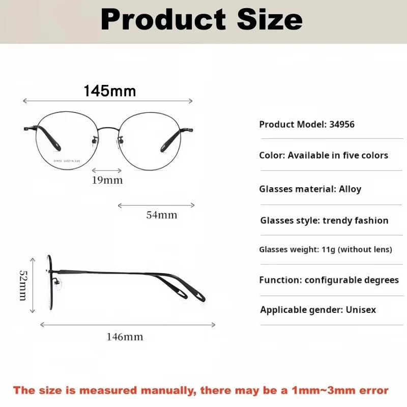 Retro Round Lightweight Alloy Eyeglasses Frames