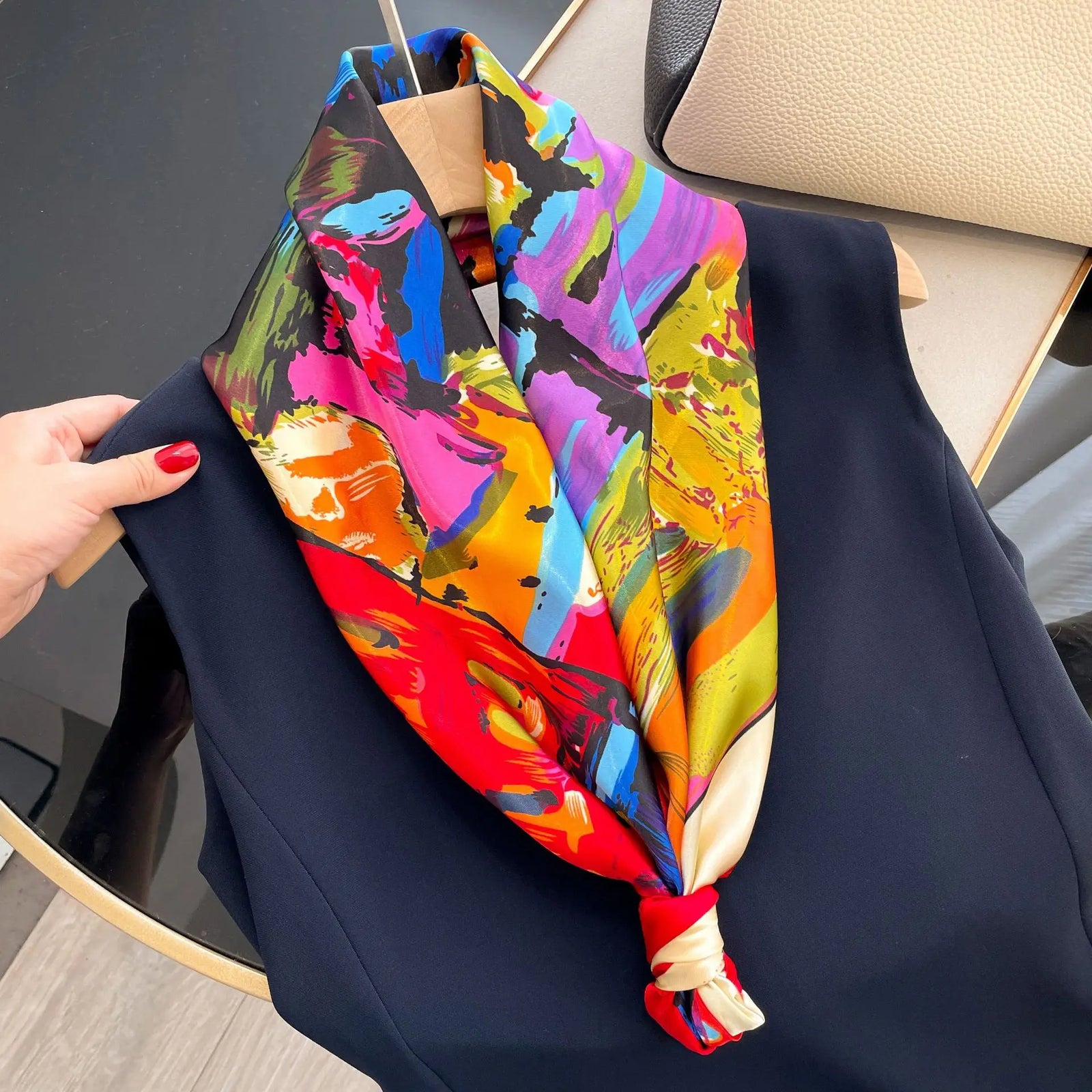 Square Women Scarves Silk Office Ladies Hair Neck Bandanna Headband Foulard Headcloth Muslim Headscarf Female muffler