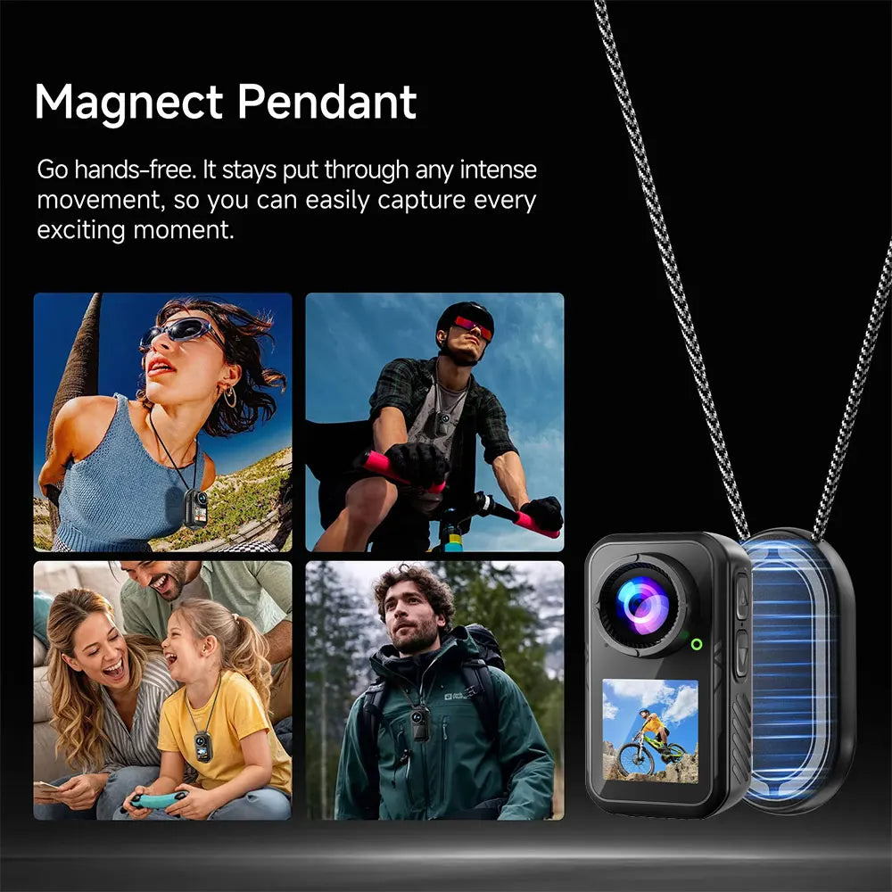 5K Thumb Action Camera 4K 60FPS Waterproof Magnetic Sports Body Cam with 6-Axis Stabilization WiFi Touch Screen