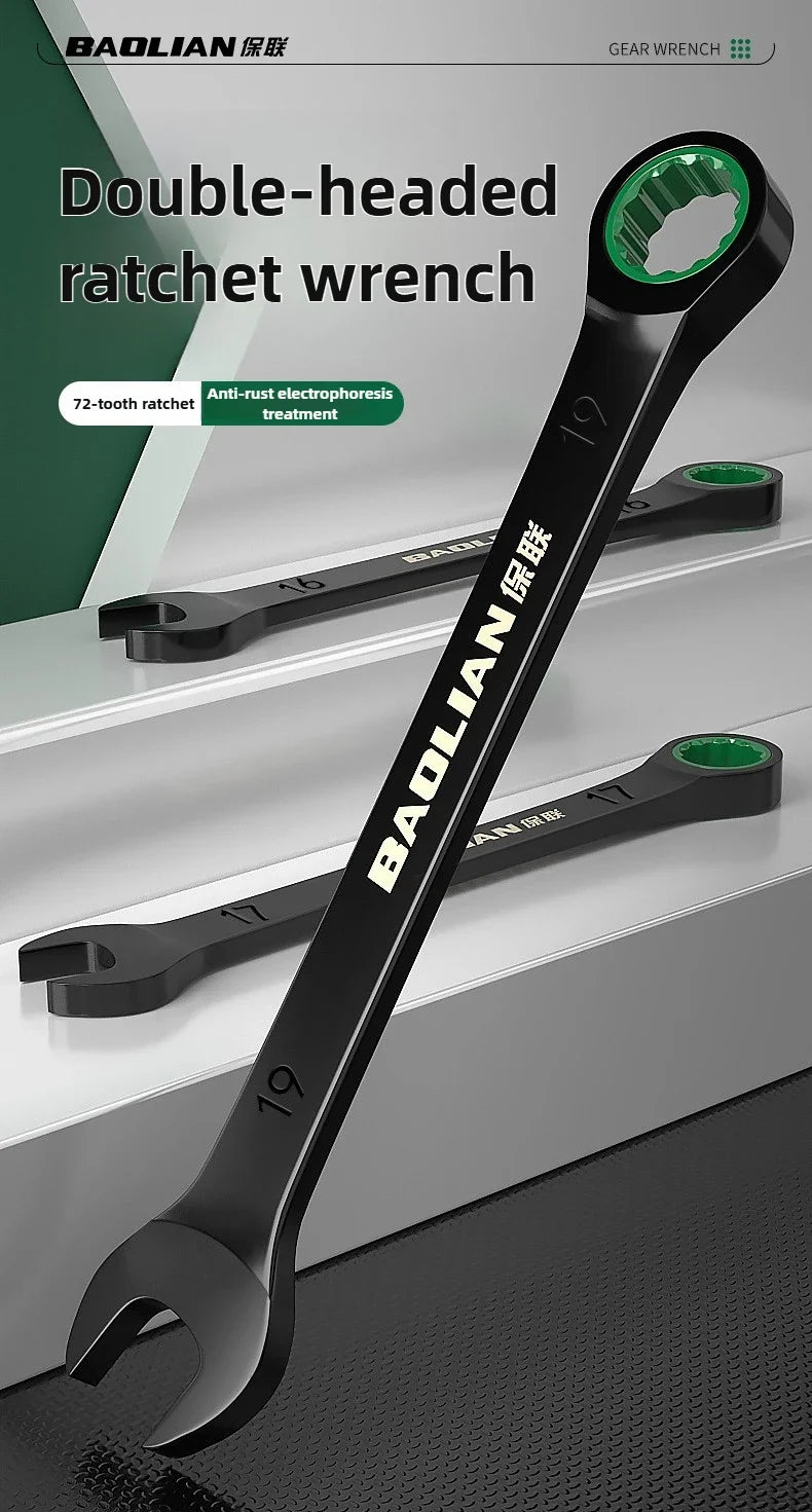 Dual Directional Fast Plum Blossom Ratchet Wrench, Industrial Grade Automatic Small Opening Dual-use Wrench Tool