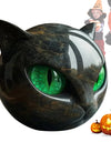 Green Eyes Cat Head Sculpture 3D Resin Healing Stone Marble Texture Cats Figurines Sculpture Gifts for Cat Lovers Women Men