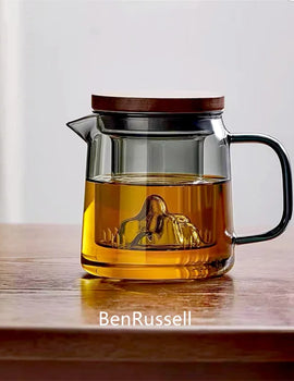 450ml High Borosilicate Glass Teapot With Mountain Wiew Filter Tea Water Separation Brewing Tea Pot Kungfu Tea Maker Teaware