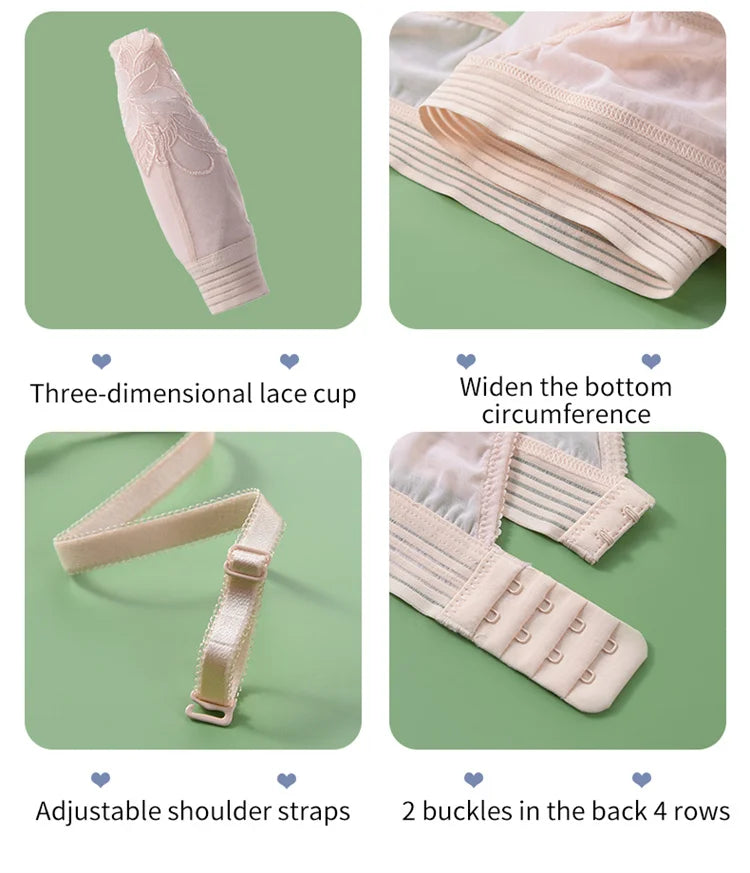 Women’s Lace Transparent Rabbit Ears Push-Up Bra – Soft, Thin, Wire-Free Bralette