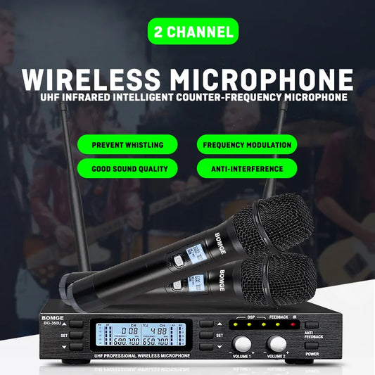 BG360U Dual Channel UHF Wireless Microphone System with DSP Effects