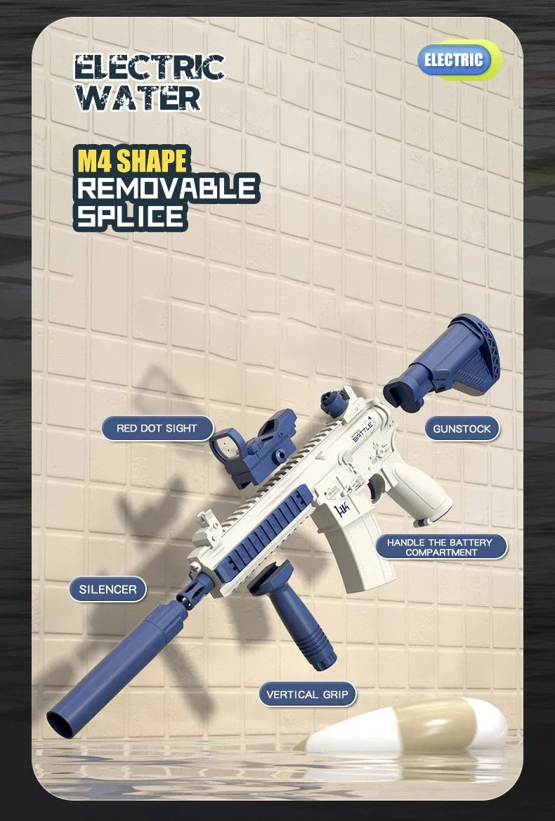M416 Large Capacity Electric Water Gun Fully Automatic Shooting Rechargeable Water Blaster