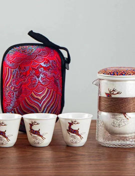 Travel Portable Porcelain Tea Set With Bag Chinese Ceramics Puer Teapot Portable Outdoor Flower Tea Strainer Drinking Set