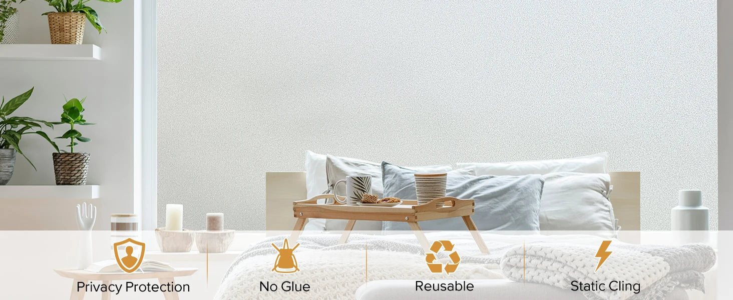 Gray Matte Window Film Privacy Stained Glass Film Static Cling Self Adhesive Film Frosted UV Protective Glass Vinyl for Home