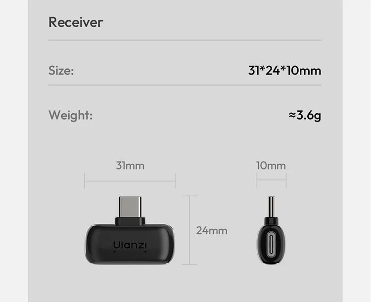 Wireless Lavalier Microphone Dual Mic Plug & Play for iPhone Android Live Recording