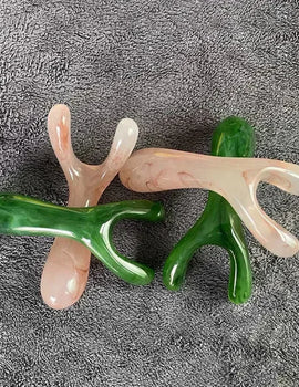 Resin Face Lifting Stone Guasha Scraping Facial Gouache Y-shaped Fork Massage Plate Nose Massage Trigger Point Nose Massager