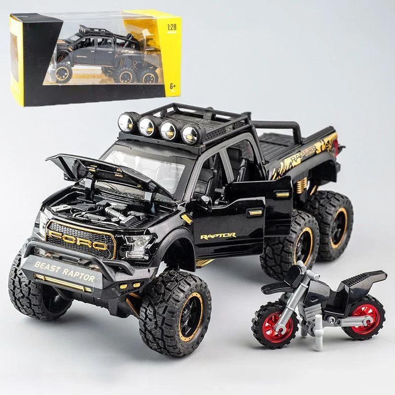 1:28 F150 Off Road Pickup Truck Alloy Diecast Model Car High Simulation Collections Home Trendy Toy Birthday Gift For Friend Boy
