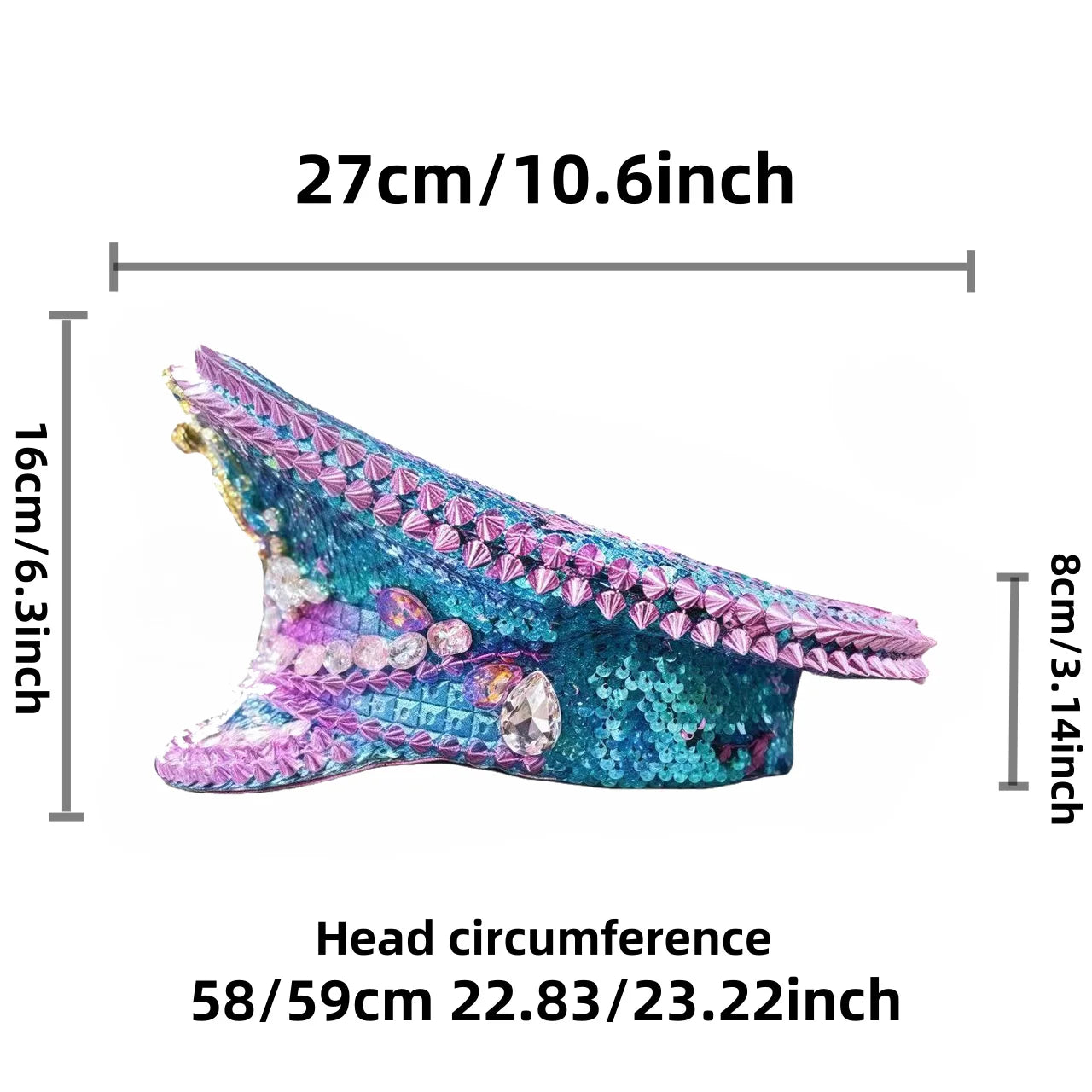 Bling Captain Hat Rhinestone Captains Hat for Men Handmade Steampunk Hat Burning Man Ramadan Masquerade HongLuan Summer Cap