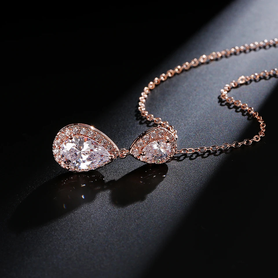 Trendy Water Drop Cubic Zircon Pendants Necklaces