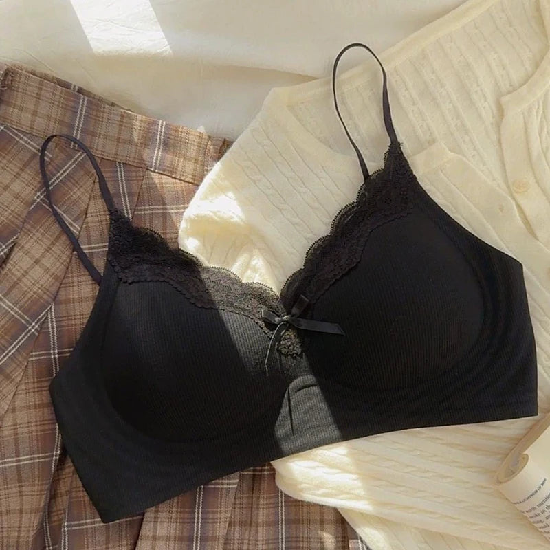Womens Lace Wireless Push Up Bra