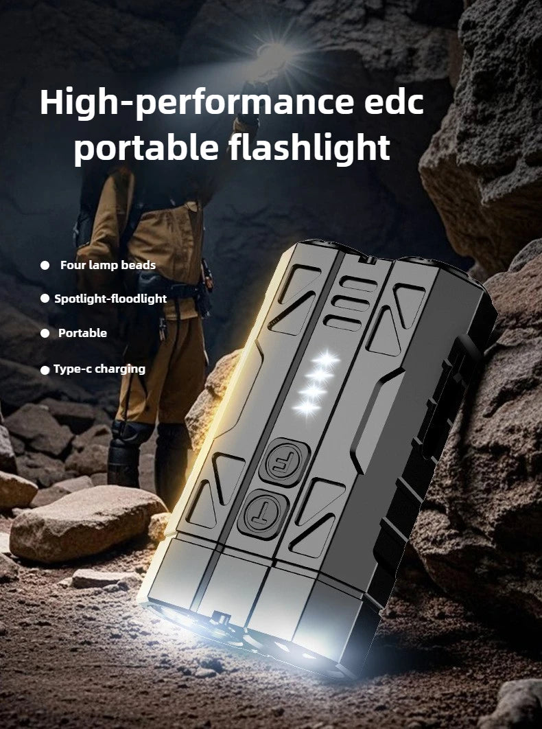 EDC-2 Portable LED Flashlight 2000LM Rechargeable Dual Switch Torch with Power Display