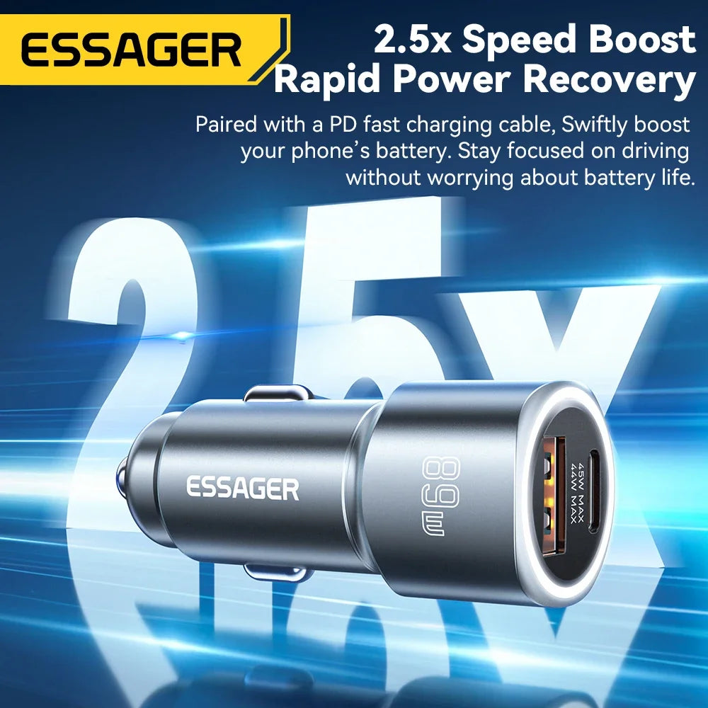 89W USB-C + USB-A Super Fast Car Charger (PD + QC 3.0)