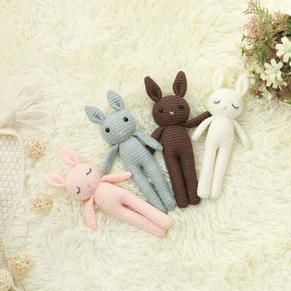 Rabbit Stuffed Plush Toys Baby Cute Bunny Dolls Toy Knitted Bunny Plush Toy Baby Soothing Sleeping Crochet Doll Handmade Figure