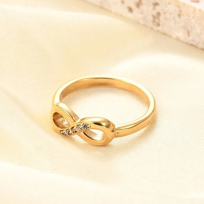 Stainless Steel Zircon Infinite Symbol Rings For Women Love Finger Ring