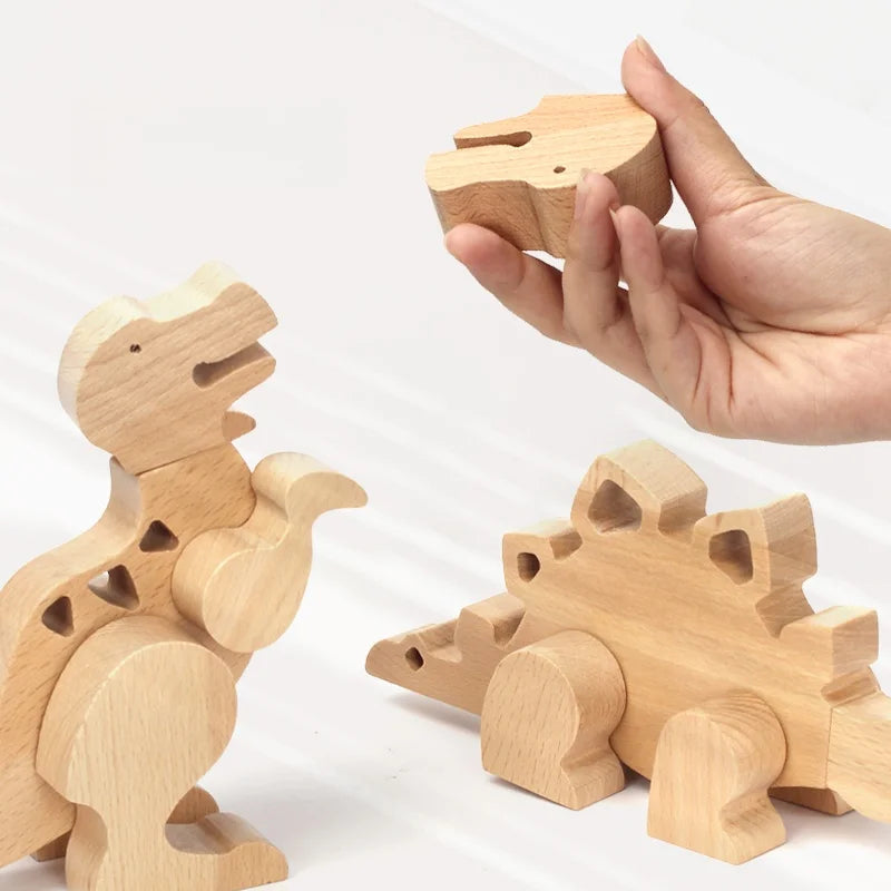 Wooden Dinosaur Cartoon Assembly Puzzle