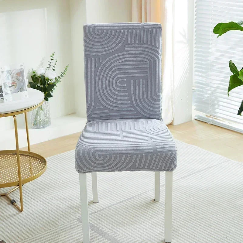 1PC Elastic Dining Room Chair Cover Jacquard Kitchen Chair Slipcovers Seat Covers Removable for Hotel Wedding Banquet Home