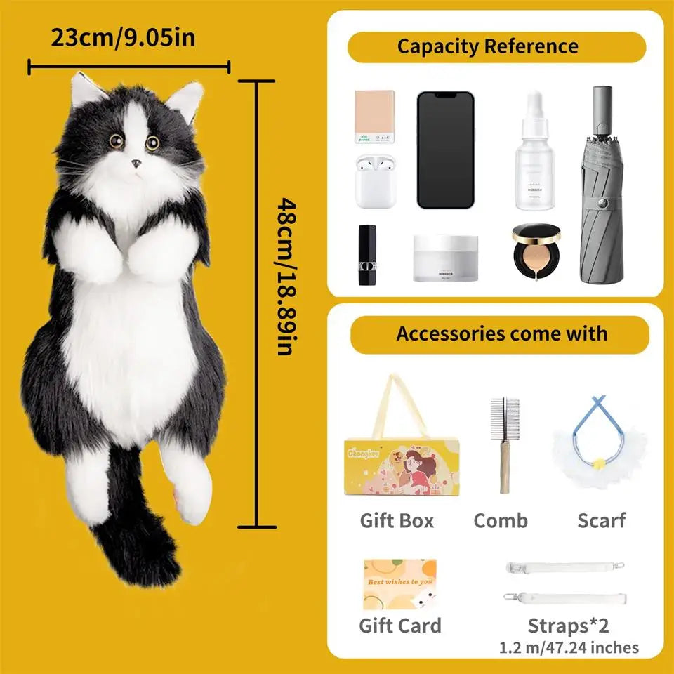 Mini Calico Cat Plush Backpack Soft Shoulder Bag