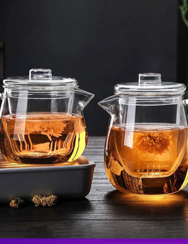 480/650ml Heat-Resistant Teapot With Glass Tea Strainer Infuser Flower Kettle Kung Fu Teawear Set Puer Oolong Pot Teaware