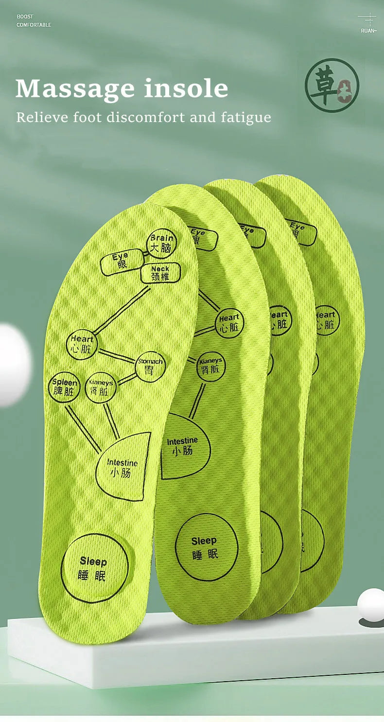 Acupressure on Foot Insoles For Shoes Breathable Deodorant Sport Insoles for Medical Man Women Comfortable Running Shoe Sole