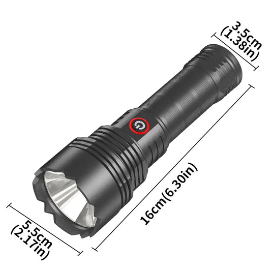 High Intensity LED Flashlight Type-C Rechargeable Fixed Focus Aluminum Torch Outdoor Ultra Bright