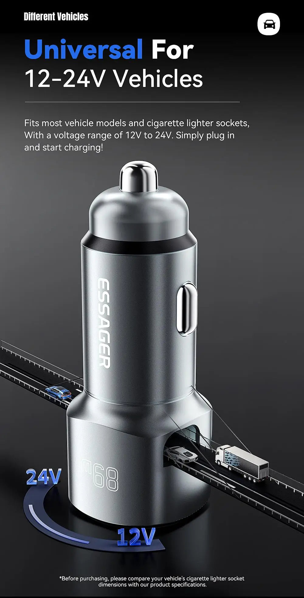 89W USB-C + USB-A Super Fast Car Charger (PD + QC 3.0)