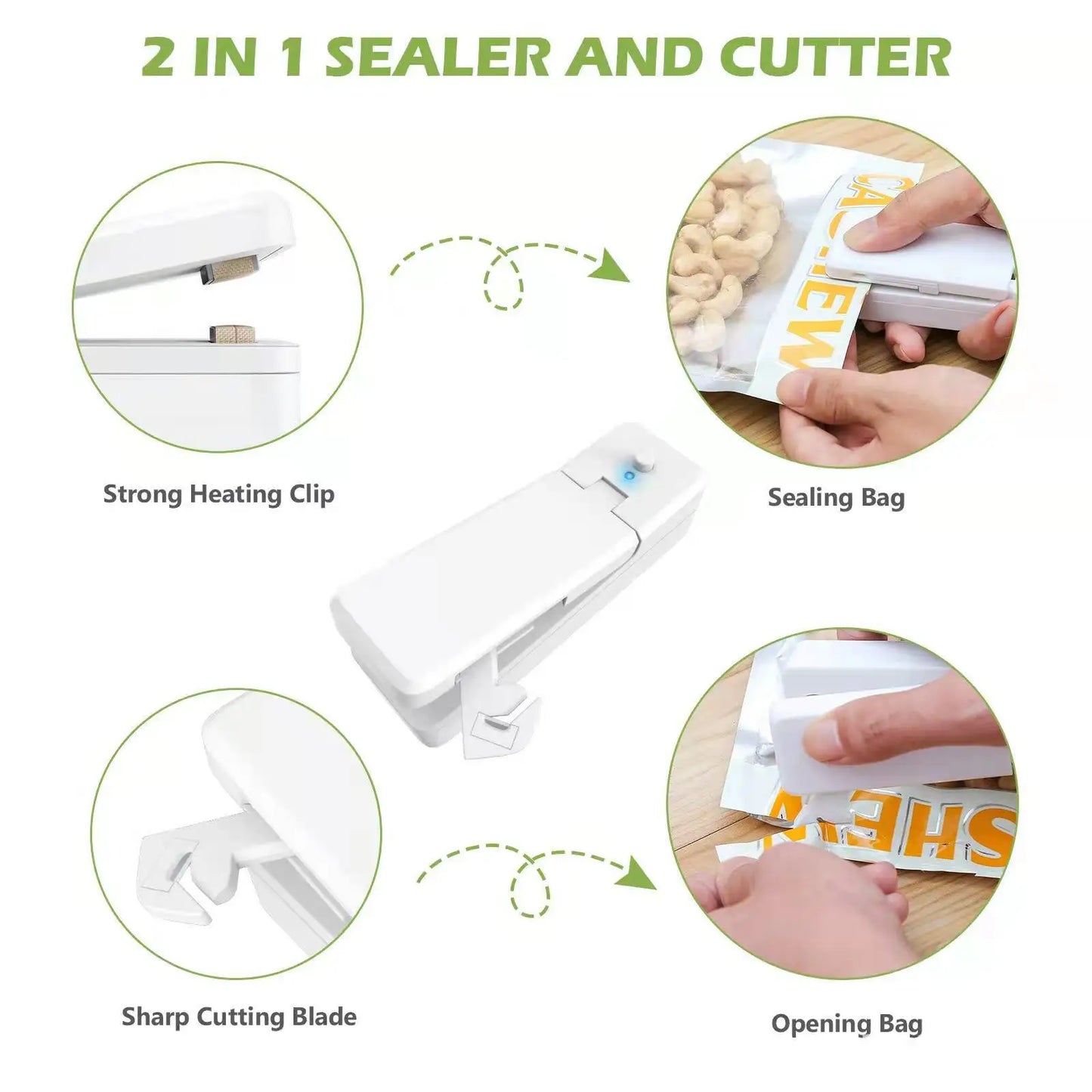Mini USB Rechargeable Bag Sealer – Portable Plastic Food Bag Sealing Machine for Snacks, Nuts & Kitchen Storage