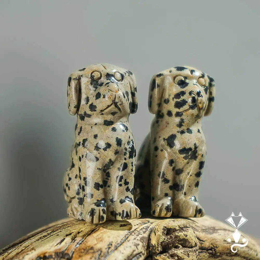 1PC Cute Spotted Dog Natural Stone Puppy Carving Gift for Her Souvenir Delightful Home Decor Reiki Stone Ornaments