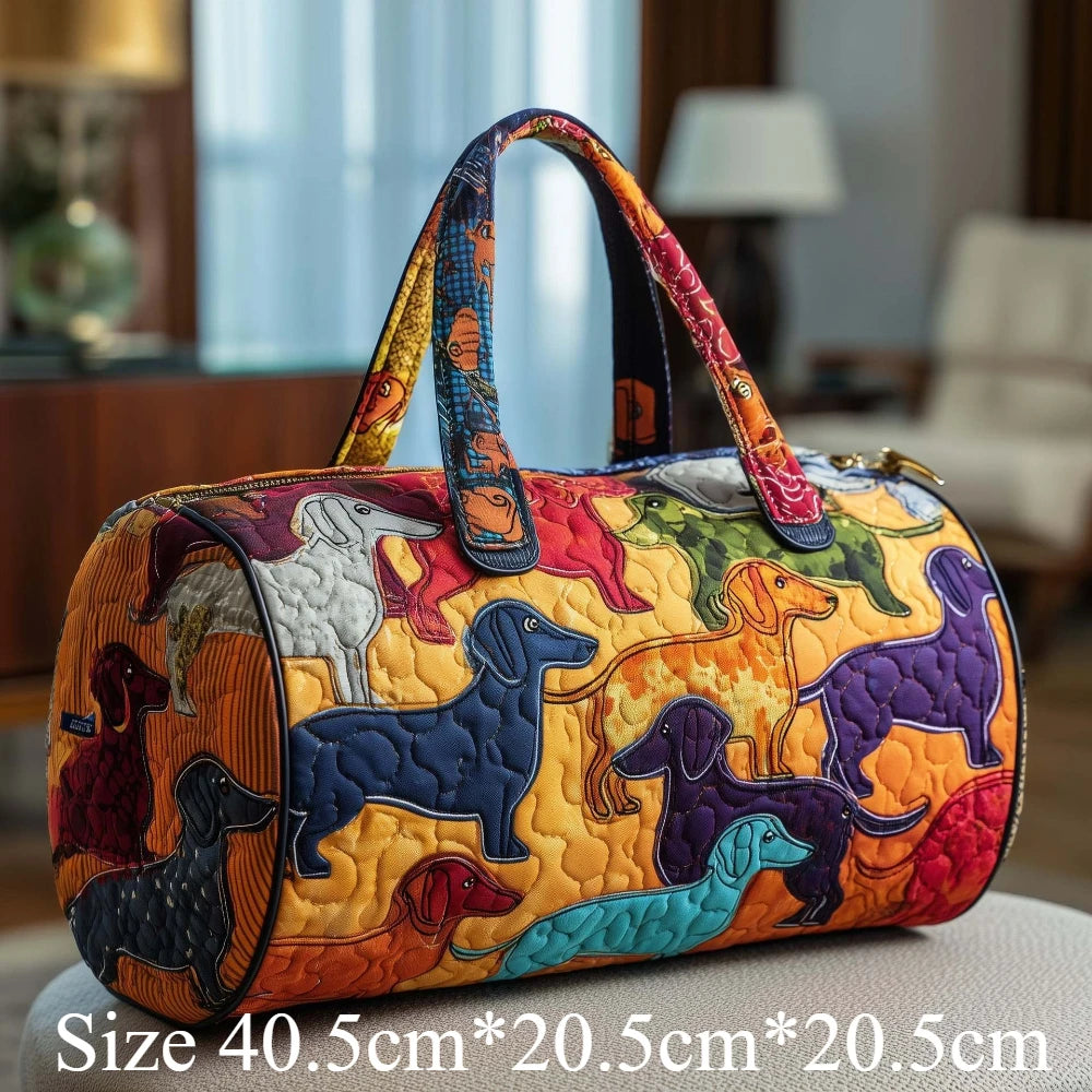 3D Print Quilted Dog Travel Bags Artistic Pet Dog Lovers Durable Weekend Gym Yoga Unique Dachshund Corgi French Bulldog Design