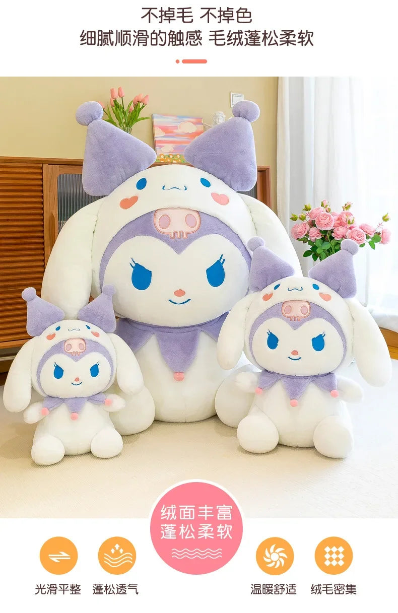 SanrioTransformation Kuromi Cinnamoroll Big Size Plush Doll Kawaii Plushies Soft Stuffed Toy Pillow Children Girls Birthday Gift