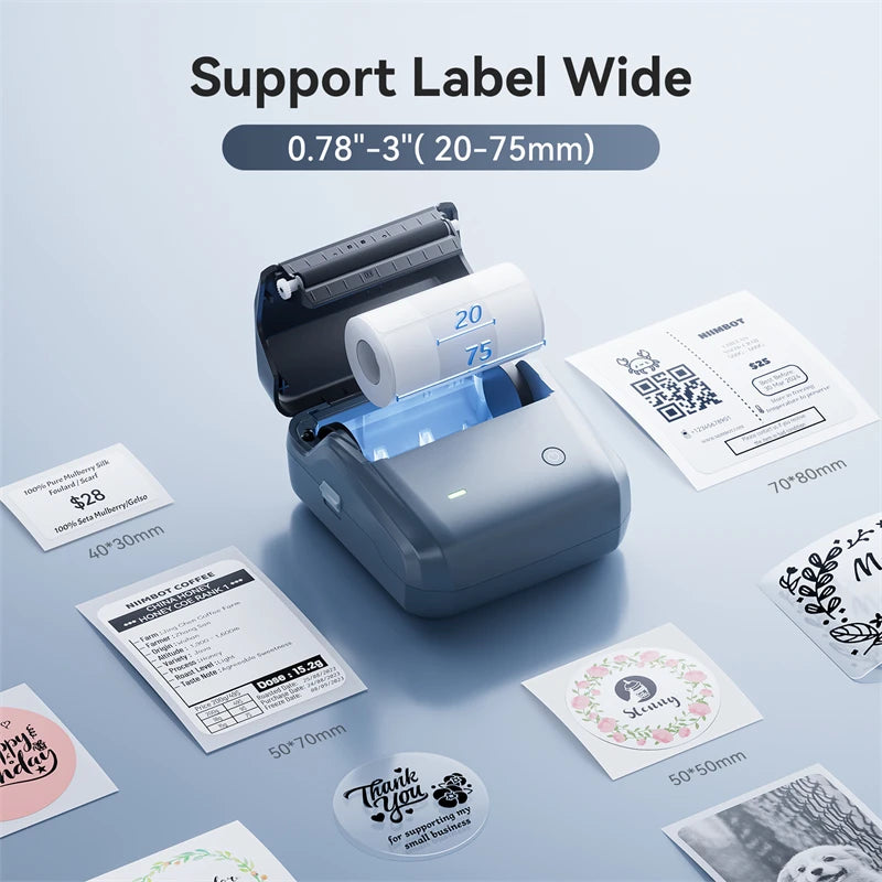 B31 Thermal Label Printer, Bluetooth Wireless Barcode Sticker Maker 20–77mm, High-Speed Inkless Label Printer for Clothing & Jewelry