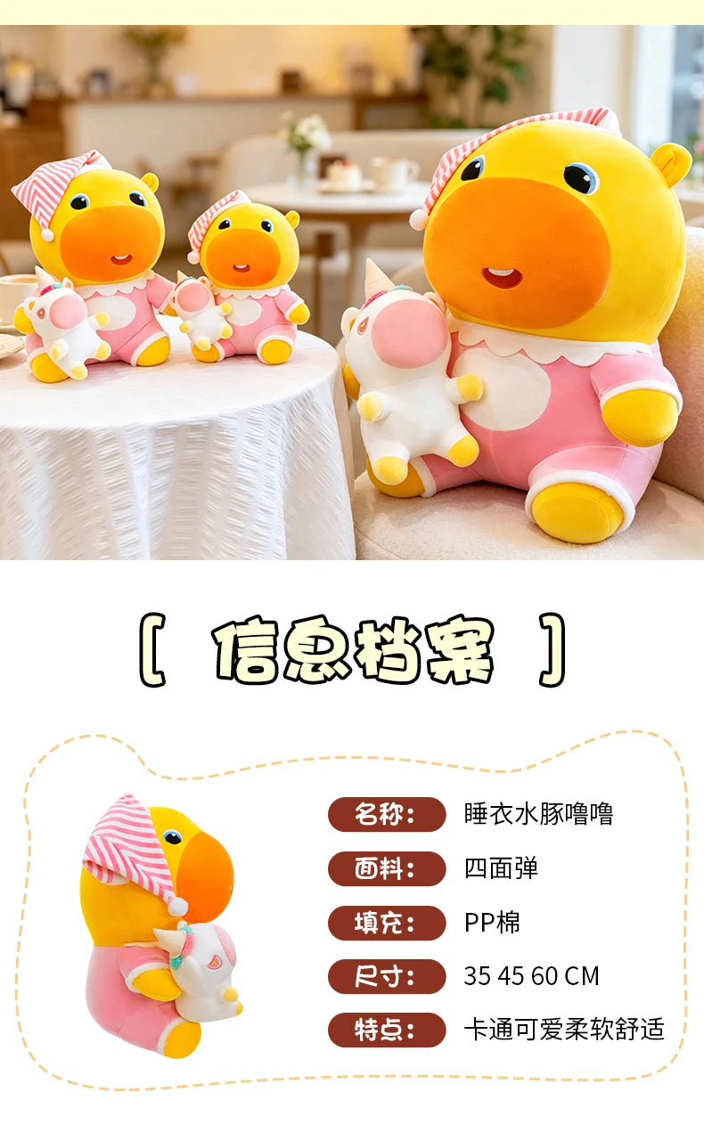 Sleepwear Capybara Plush Toy With Unicorn Doll Soft Pillow