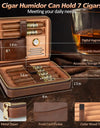 Leather Cigar Humidor with Cigar Lighter,Built-in Straight Cigar Cutter and Cigar Punch,Humidifier and Cedar Tray