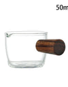 50/75/100/140ml Wood Handle Glass Espresso Measuring Cup Single Mouth Milk Jug Coffee Supplies Clear Kitchen Measure Mug