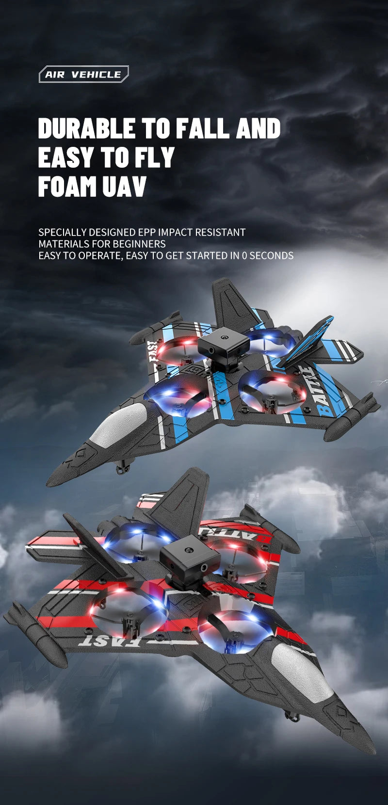 RC Plane with Camera Helicopter Remote Control Aircraft Obstacle Avoidance Fighter 2.4G Airplane EPP Foam Plane  Toys