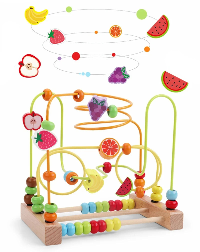 Montessori Wooden Toys Circles Bead Wire Maze Roller Coaster  Early Educational Puzzles Toy for  1 2 3 Years