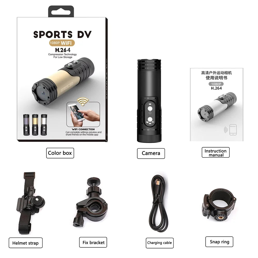 FHD 1080P Mini WiFi Sports Action Camera Portable Bicycle Helmet Motorcycle Body Camera Waterproof Cycling DVR with Wide Angle Lens