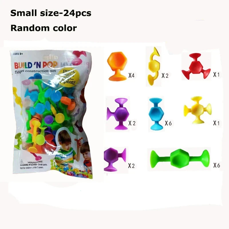 Soft Silicone Building Blocks Toy Animals Shape Suction Cup Bath Toys Parent- Interactive Games Stress Relief Toys