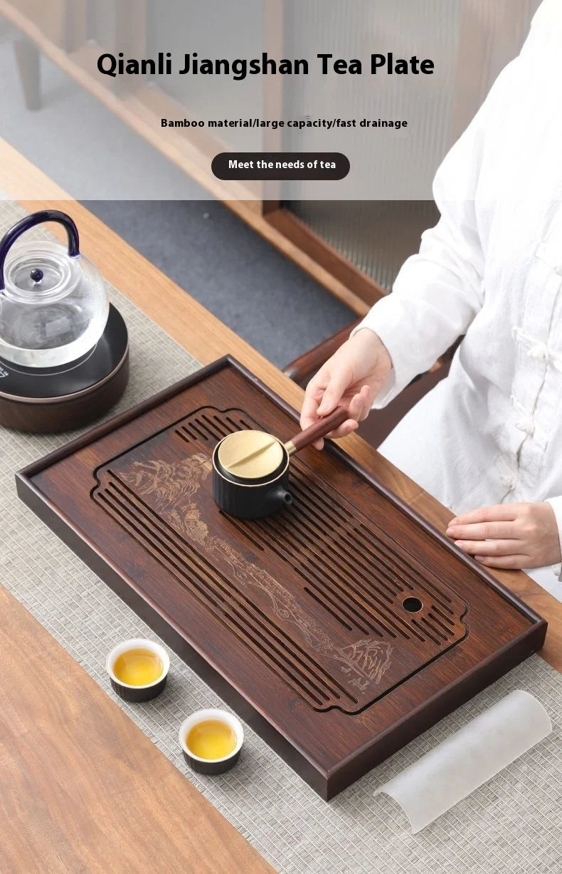 Jiangshan Tea Tray Household Small Drain Tea Table Bamboo Tea Tray Kung Fu Tea Set Accessories Tea Sea Dry Brewing Table