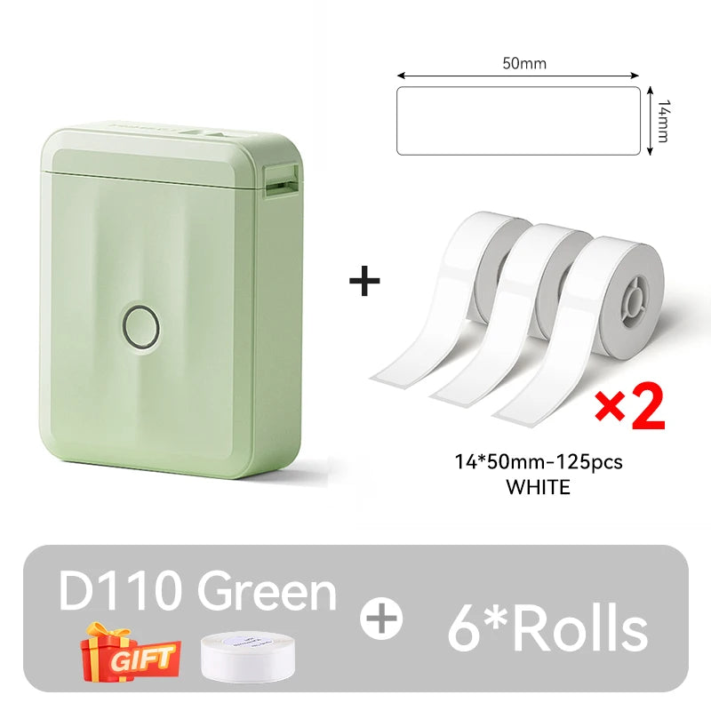 D110 Mini Thermal Label Printer, Bluetooth Portable Pocket Sticker Maker 12–15mm Inkless Label Printer for Home Organization