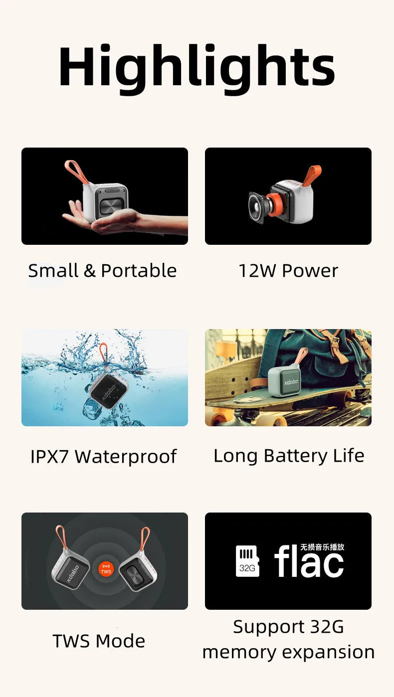 Xdobo Prince 1995 portable wireless Bluetooth speaker 15W outdoor cycling card insertion subwoofer TF/AUX/MP3 mini music player