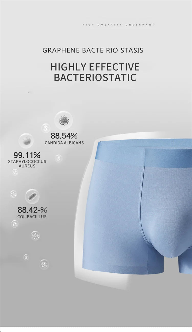 3-Pack Men’s Modal Graphene Boxer Shorts – Antibacterial Crotch, Comfortable Fit