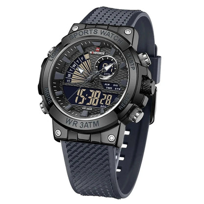 TPU Strap Military Waterproof Digital Luminous Clock Dual Display Quartz Wristwatches