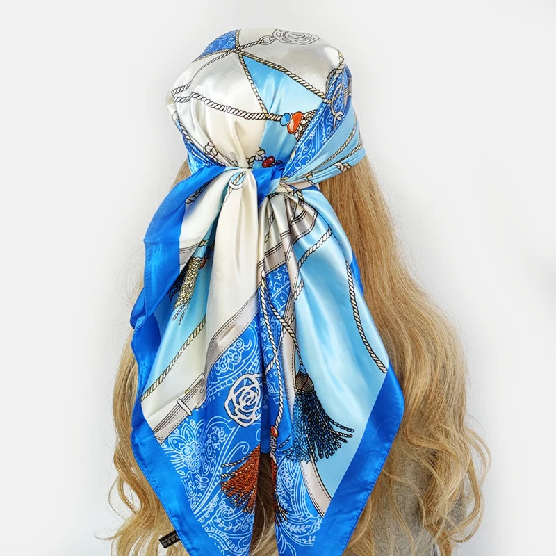 Retro Women Silk Scarf Bandanna Fashion Bohemian Pattern Square Hijab Lady Wrap Headband foulard muffler