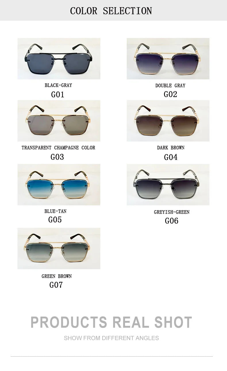 Square Alloy Frame Sunglasses With UV400 Protection