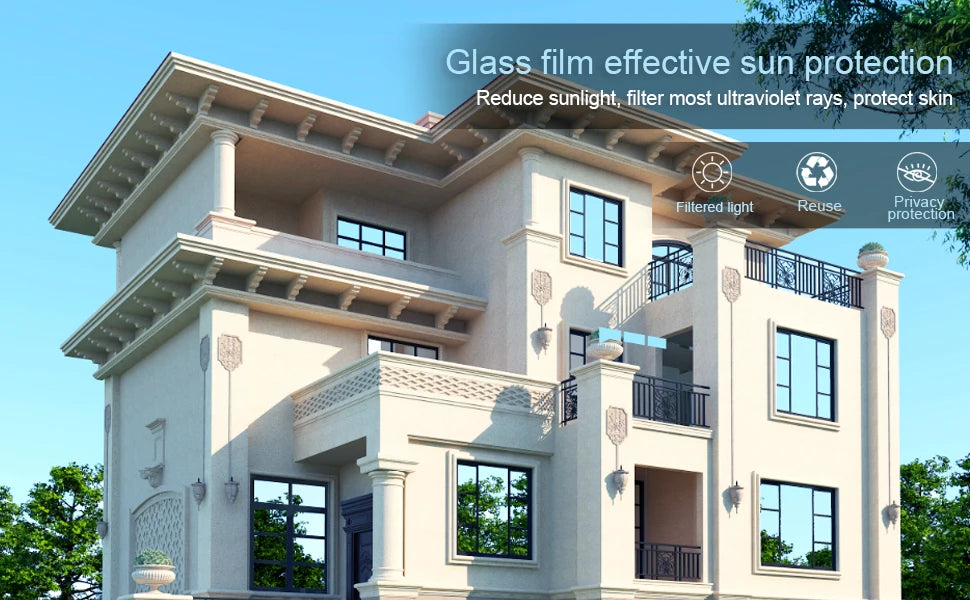 One Way Window Film, Mirror Effect Tint Glass Covering for Home Office,Reflective Heat Control Anti UV Glass Door Sticker