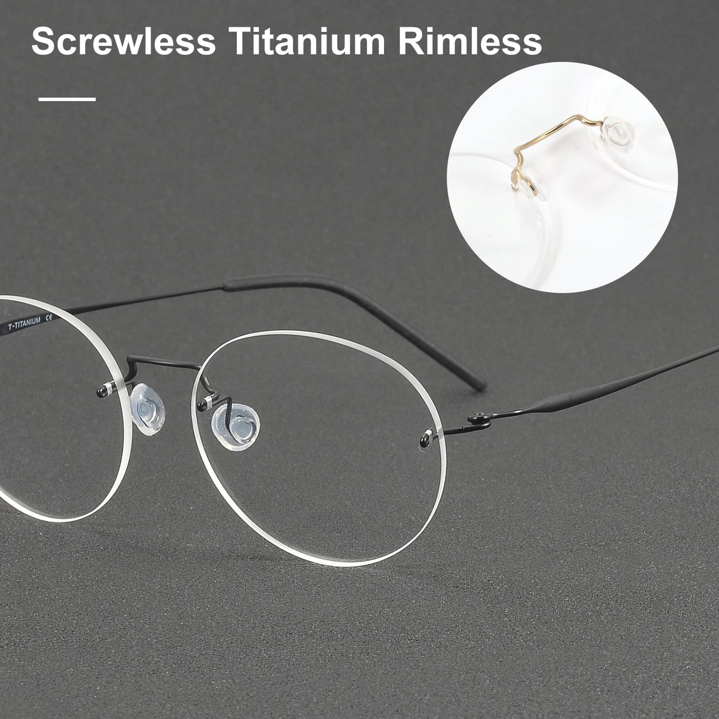 Ultralight Oval Rimless Titanium Eyeglasses Frame