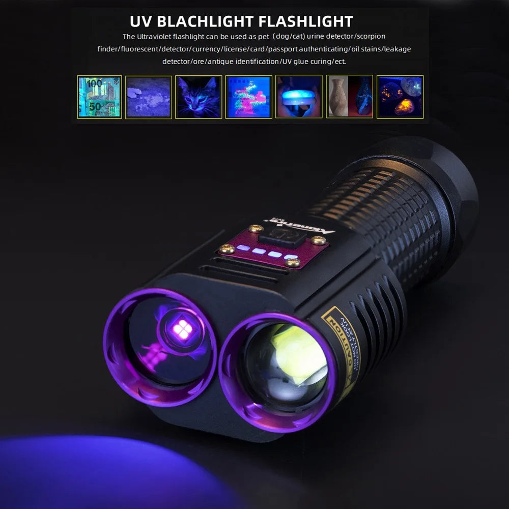 20W 365nm UV Rechargeable Flashlight With White Light